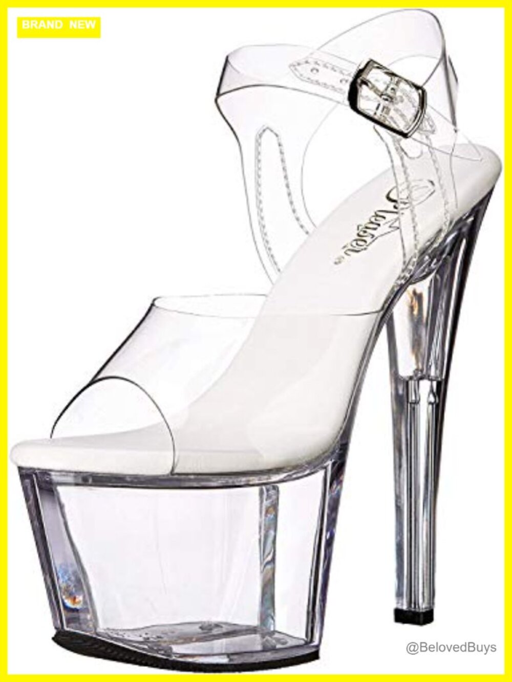 Pleaser Sky-308VL Women's Platform Ankle Strap Sandal PVC High Heel Stiletto